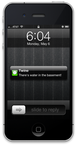 Text message from Twine on an iPhone